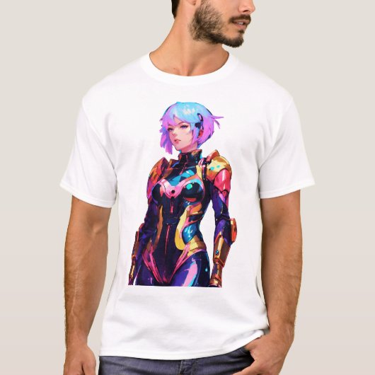 Vrouw in SpaceSuit Anime Style T-shirt (Voorkant)