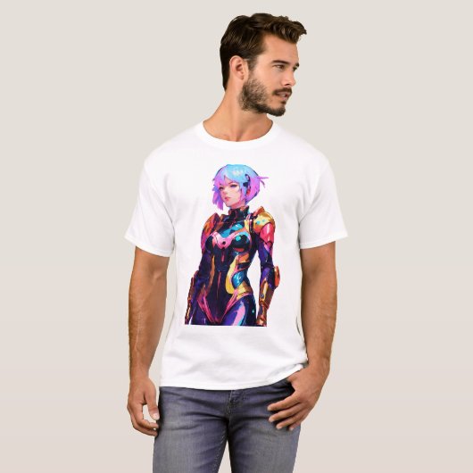 Vrouw in SpaceSuit Anime Style T-shirt (Voorkant volledig)