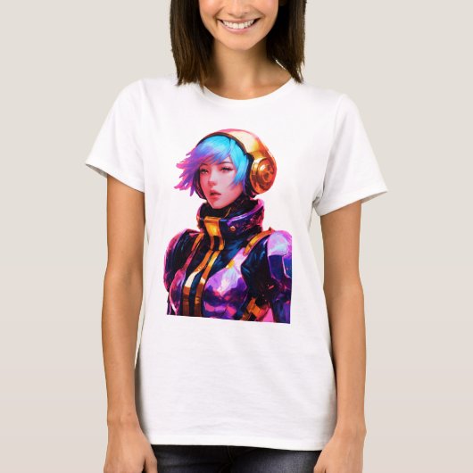 Vrouw in SpaceSuit Anime Style T-shirt (Voorkant)