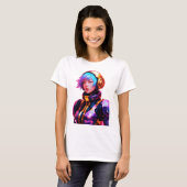 Vrouw in SpaceSuit Anime Style T-shirt (Voorkant volledig)