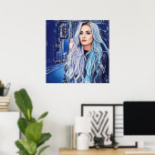 Vrouw in Stad Surrealistische Abstracte Kunst Poster (Thuiskantoor)