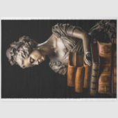 Vrouw in steen met boeken 1 Decoupage papier (Voorkant)