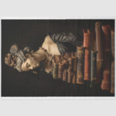 Vrouw in steen met boeken 5 Decoupage papier (Voorkant)