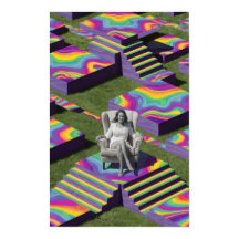 Vrouw in stoel psychedelisch Poster