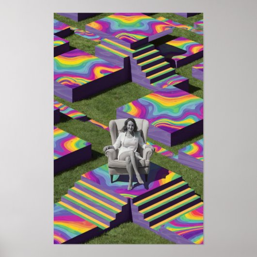 Vrouw in stoel psychedelisch Poster (Voorkant)