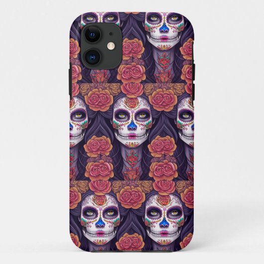 Vrouw in Sugar Skull Make-up Art Case-Mate iPhone Case (Achterkant)