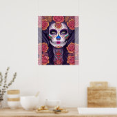 Vrouw in Sugar Skull Make-up Art Poster (Keuken)