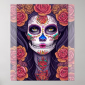 Vrouw in Sugar Skull Make-up Art Poster (Voorkant)