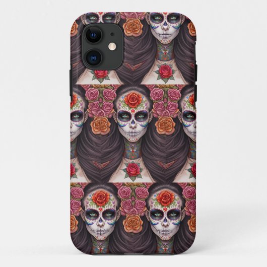 Vrouw in Sugar Skull Make-up - Sugar Skull Art Case-Mate iPhone Case (Achterkant)