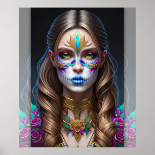 Vrouw in Sugar Skull Make-up - Sugar Skull Art Poster