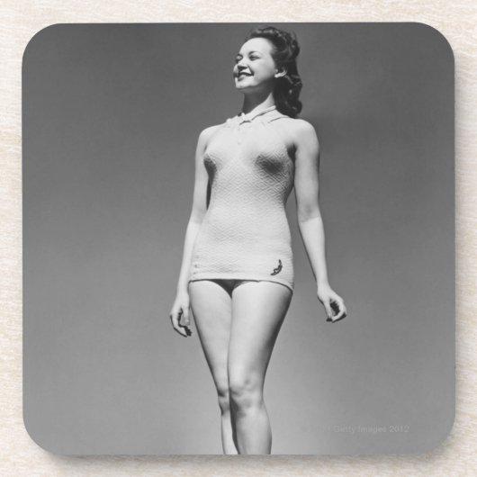Vrouw in Swimsuit Bier Onderzetter (Voorkant)