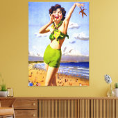 Vrouw in Swimsuit strand Canvas Afdruk (Insitu (Woonkamer))
