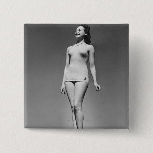 Vrouw in Swimsuit Vierkante Button 5,1 Cm