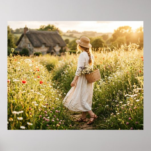 Vrouw in tarweveld poster (Voorkant)