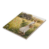Vrouw in tarweveld tegeltje (Zijkant)