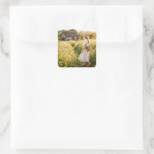 Vrouw in tarweveld vierkante sticker (Tas)