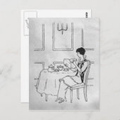  vrouw in Tea Briefkaart (Voorkant / Achterkant)