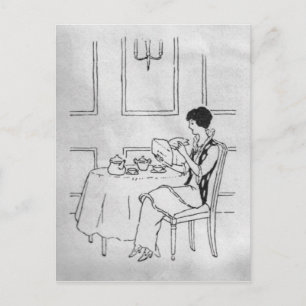  vrouw in Tea Briefkaart