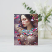 Vrouw in Valentijn Garland AI Generaal Kunst Briefkaart (Staand voorkant)