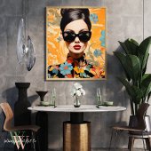 Vrouw in Vette Kleurendruk Maximalistische Kunst Poster