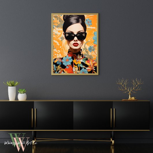 Vrouw in Vette Kleurendruk Maximalistische Kunst Poster