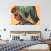 Vrouw in Wachten: Uitgerekte Canvas Print (Insitu (Slaapkamer))