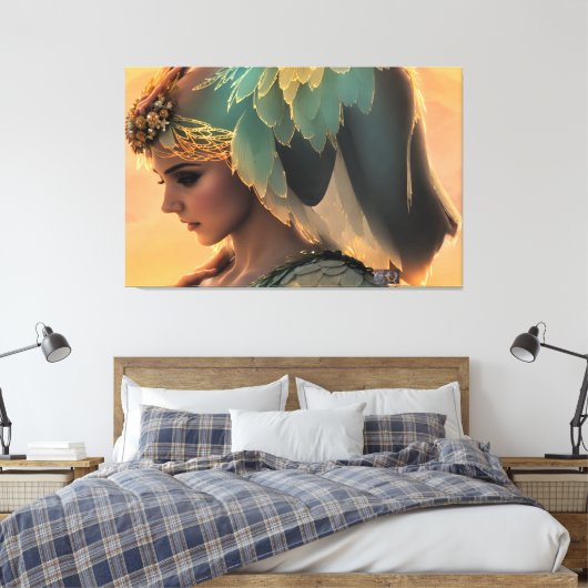 Vrouw in Wachten: Uitgerekte Canvas Print (Insitu (Slaapkamer))