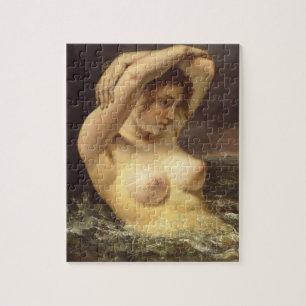 Vrouw in Waves door Gustave Courbet Legpuzzel