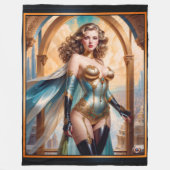 Vrouw in weelderige gouden turquoise kleding van X Fleece Deken (Voorkant)