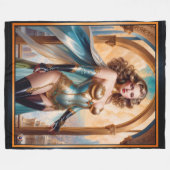 Vrouw in weelderige gouden turquoise kleding van X Fleece Deken (Voorkant (Horizontaal))