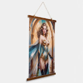 Vrouw in weelderige gouden turquoise kleding van X Hangend Wandkleed (Gebogen)