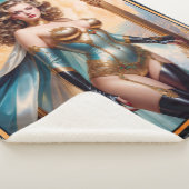 Vrouw in weelderige gouden turquoise kleding van X Sherpa Deken (3/4)