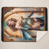 Vrouw in weelderige gouden turquoise kleding van X Sherpa Deken (Voorkant (horizontaal))