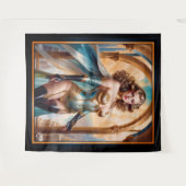Vrouw in weelderige gouden turquoise kleding van X Wandkleed (Voorkant (horizontaal))