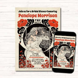 Vrouw in witte jurk en rode bloemen Vrijgezellenfe Kaart