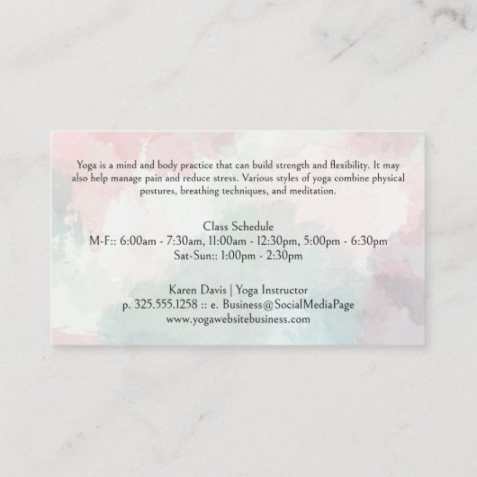 Vrouw in yogahouding | Mandala-patroon in de ruimt Visitekaartje (Achterkant)