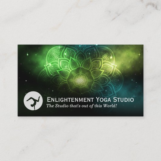 Vrouw in yogahouding | Mandala-patroon in de ruimt Visitekaartje (Voorkant)