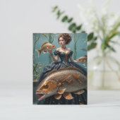 Vrouw in zeewier met vis Grappige Modes Briefkaart (Staand voorkant)