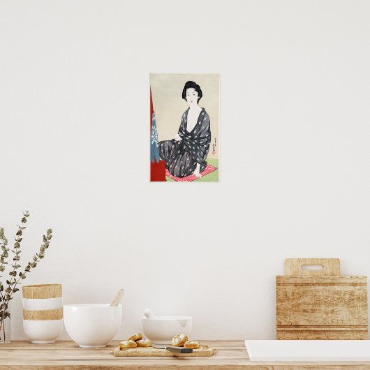 Vrouw in zomerkleding van Goyo Hashiguchi (1920) Poster (Keuken)