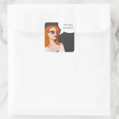 Vrouw in zonnebril in art-stijl. vierkante sticker (Tas)