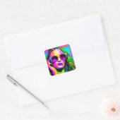 vrouw in zonnebril Unieke moderne kunst Vierkante Sticker (Envelop)