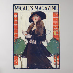  vrouw in zwart op tijdschrift uit 1915 poster