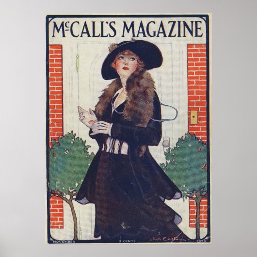  vrouw in zwart op tijdschrift uit 1915 poster (Voorkant)