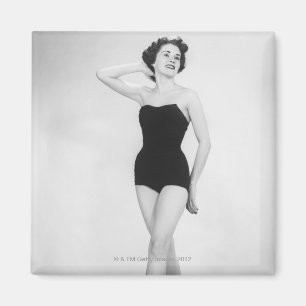 Vrouw in Zwarte Corset Magneet