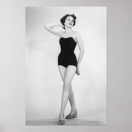 Vrouw in Zwarte Corset Poster (Voorkant)