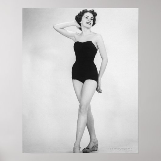 Vrouw in Zwarte Corset Poster (Voorkant)