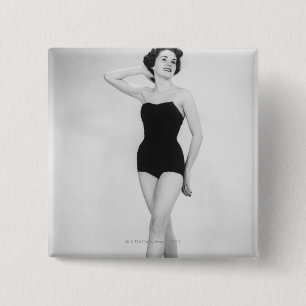 Vrouw in Zwarte Corset Vierkante Button 5,1 Cm