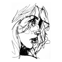 VROUW IN ZWARTE EN WITTE POSTER