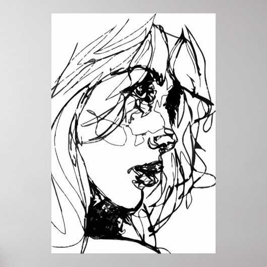 VROUW IN ZWARTE EN WITTE POSTER (Voorkant)