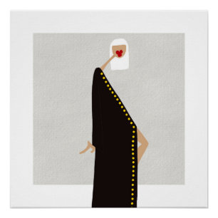 Vrouw in Zwarte Glam Modekunst Perfect Poster